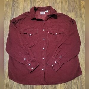 Levi’s Cadbury Style Women’s 1x Burgundy Red Button Down Shirt Long Sleeve